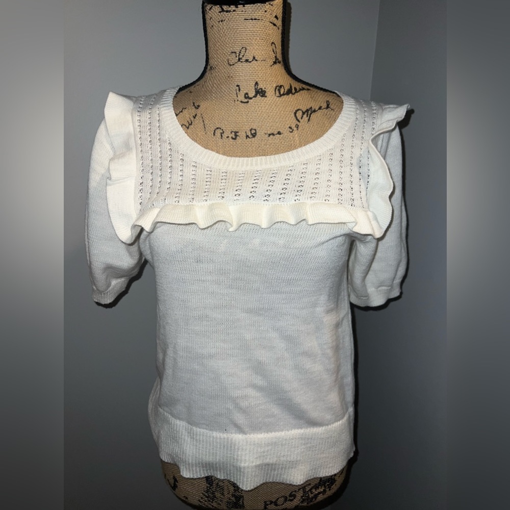 LOFT Ivory Short Sleeve Sweater Size XS